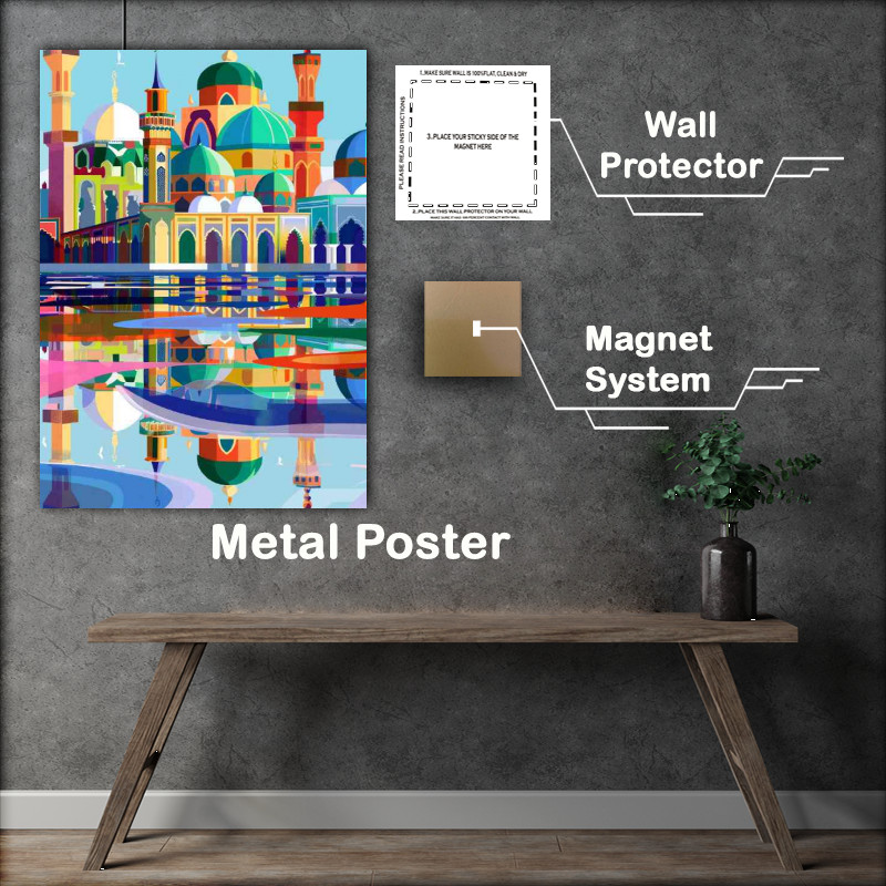 Buy Metal Poster : (Arabic city a flat design with reflections)