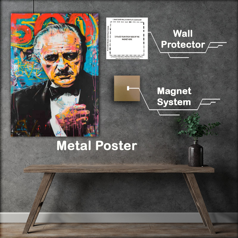 Buy Metal Poster : (The Godfather movie poster painting of Marlon Brando)