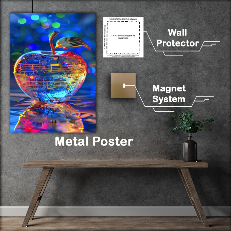 Buy Metal Poster : (Crystal apple with musical notes)