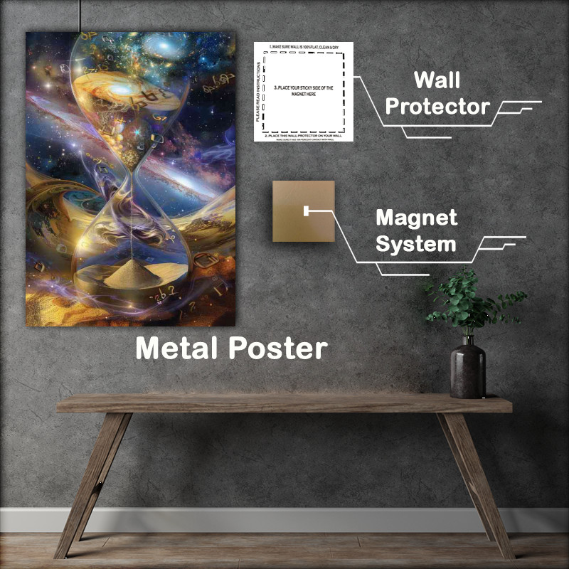 Buy Metal Poster : (Sand of time hourglass and the cosmos)