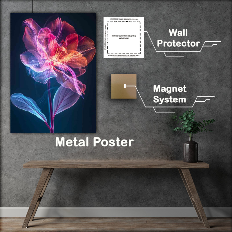 Buy Metal Poster : (Phychedelic glowing neon colours led style)