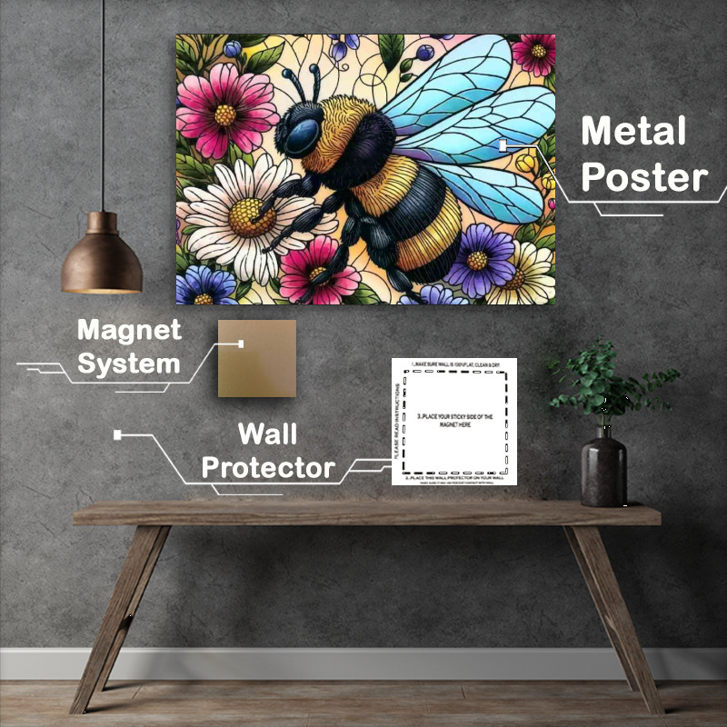 Buy : (Vibrant and intricately designed illustration of bumble bee)