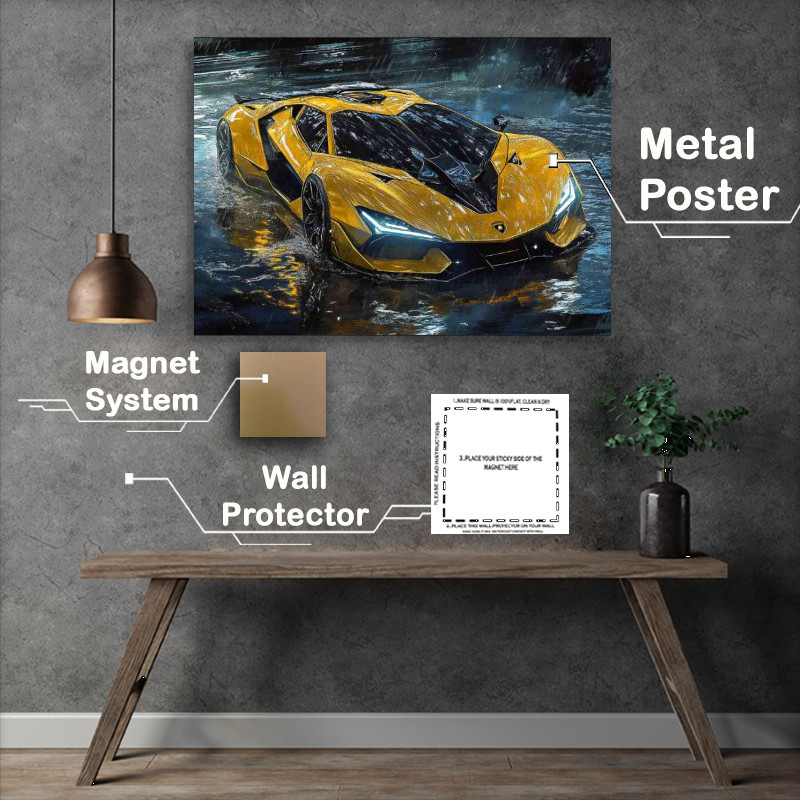 Buy Metal Poster : (Lamborghini hypercar concept in yellow and black)