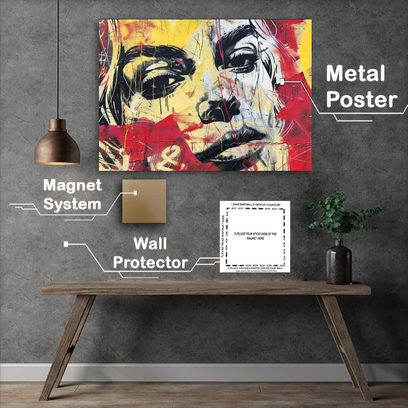 Buy Metal Poster : (Graffiti of the face of Margot Robbie style)