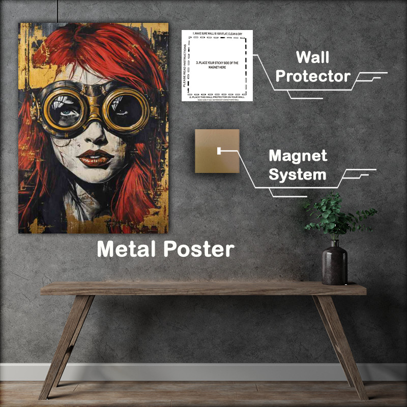 Buy : (graffiti painting of red haired woman with steampunk style)