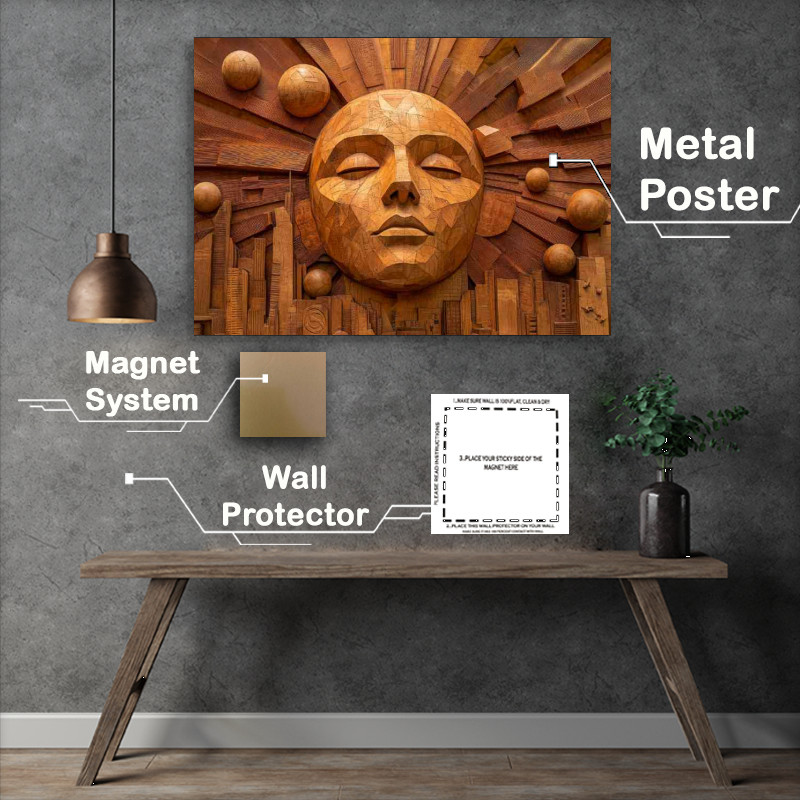 Buy : (Abstract Sun and Cityscape a wood carved style piece)