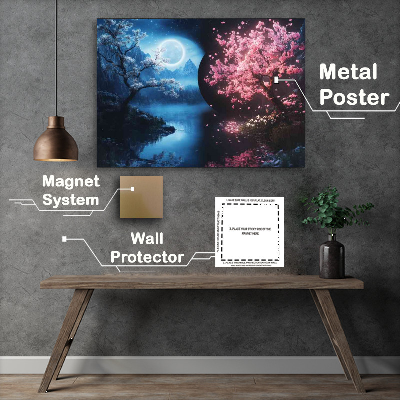 Buy : (Two halves of yin and yang with trees and flowers blue moon)