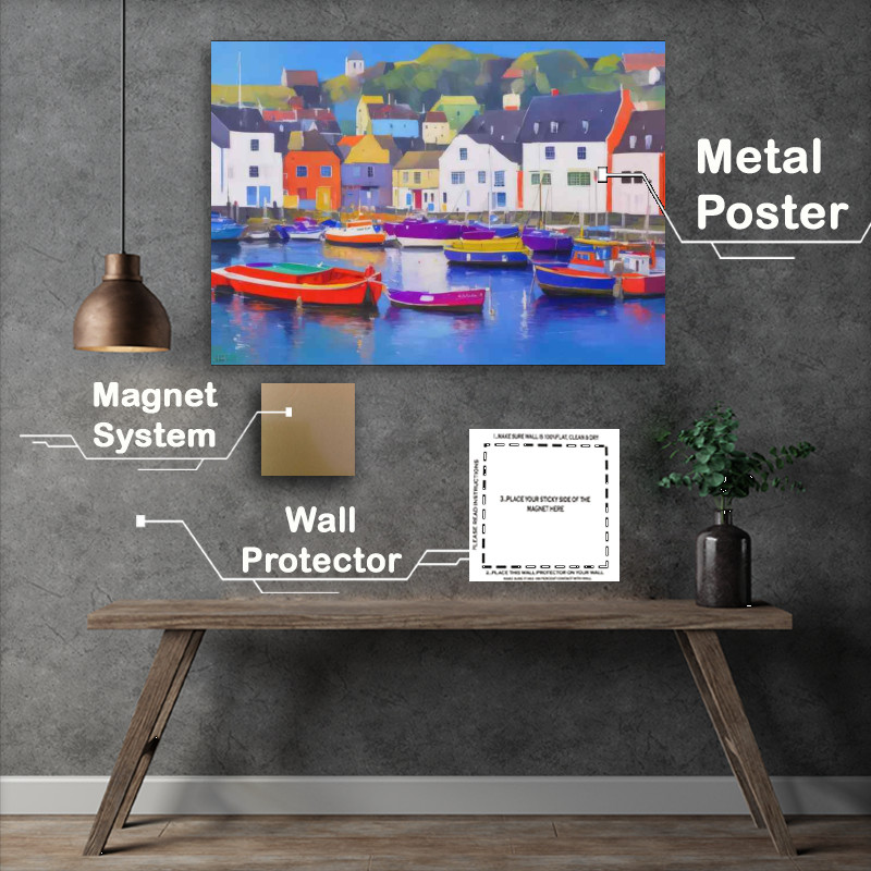 Buy : (Vibrant Coastal Charm Colorful Harbor Town)