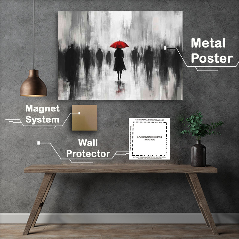 Buy : (Woman with an umbrella walks through the city art)