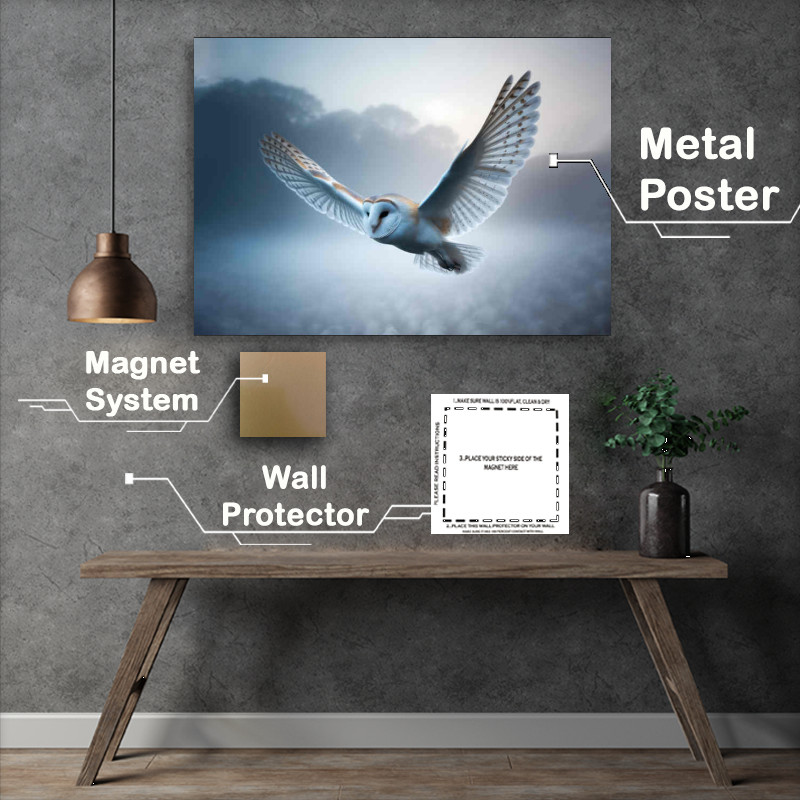 Buy Metal Poster : (Barn Owl in Morning mist full flight)