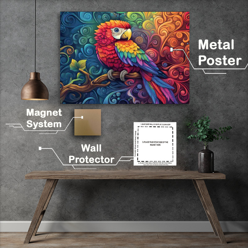 Buy : (Beautiful colorful parrot sitting on a tree branch)