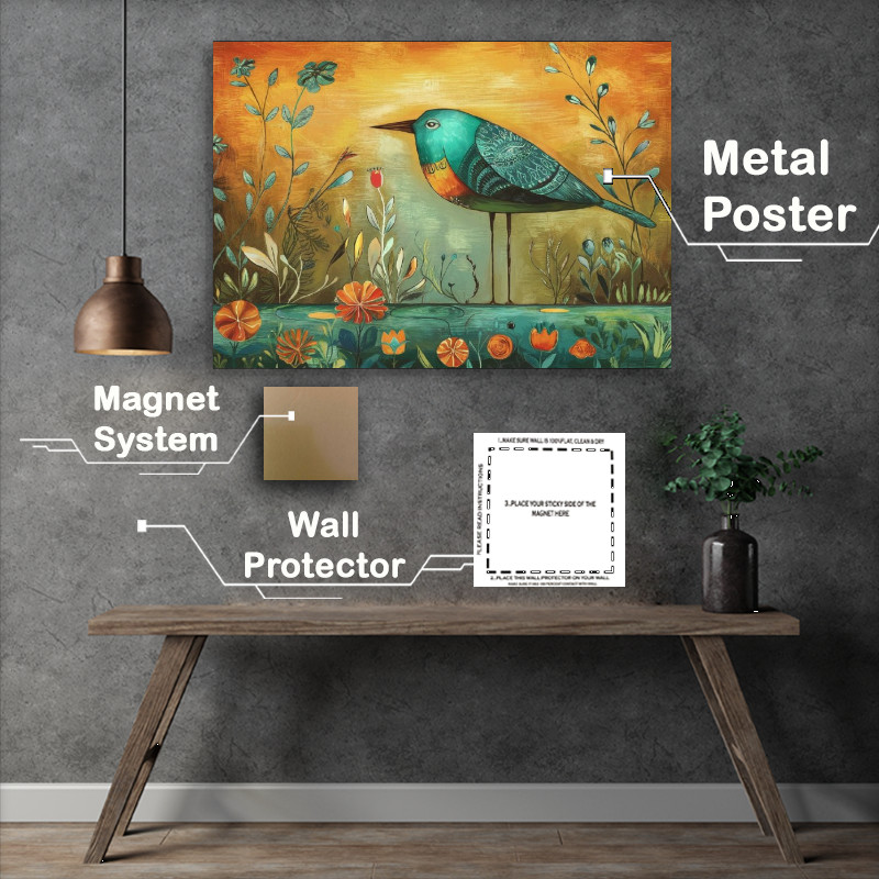 Buy : (Vibrant and whimsical illustration of a large bird)