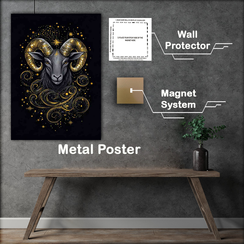 Buy : (Black background with the zodiac sign Aries in dark)