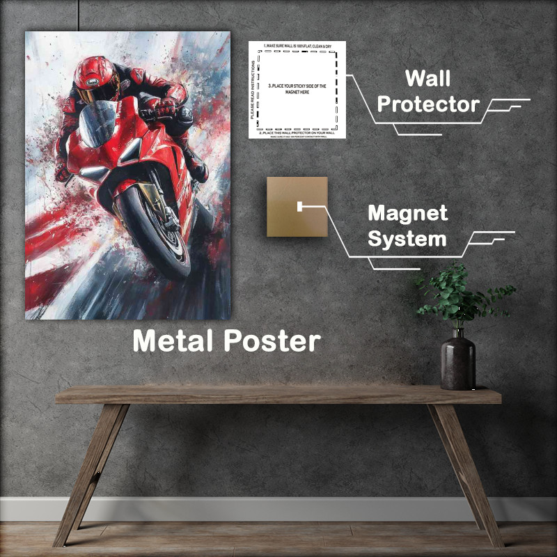 Buy : (Ducati Panigale V4R oil painting depicting speed splashed)