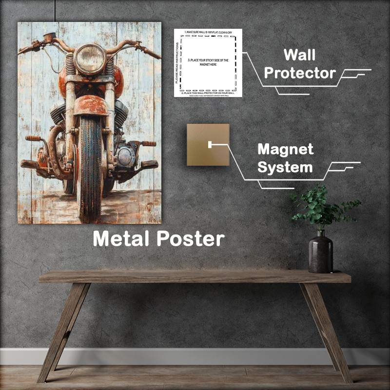Buy : (Oil painting of a vintage motorcycle front view)
