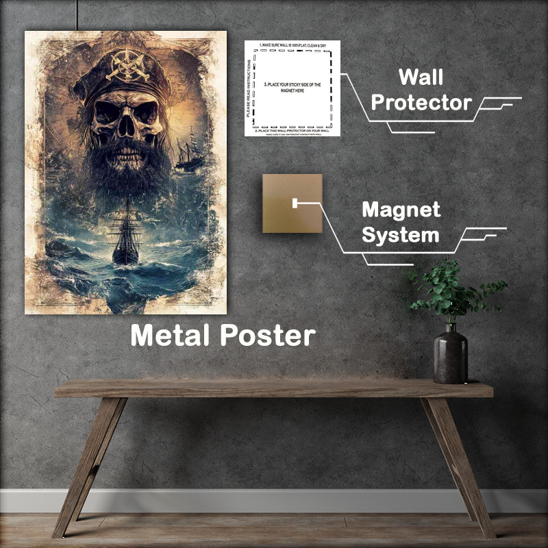 Buy : (Pirate skull with a black beard standing)