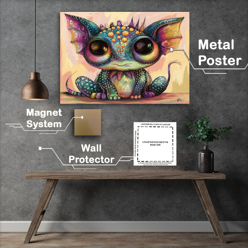 Buy : (Vibrantly colored fantastical baby dragon creature)