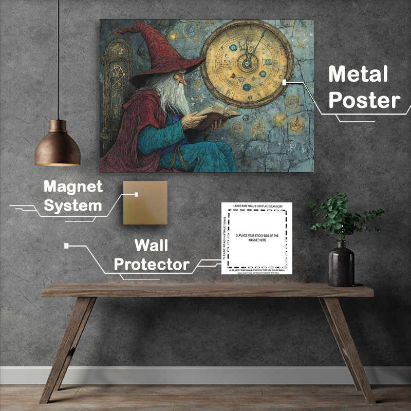 Buy : (Wizard reading an old timey clock in yellow)