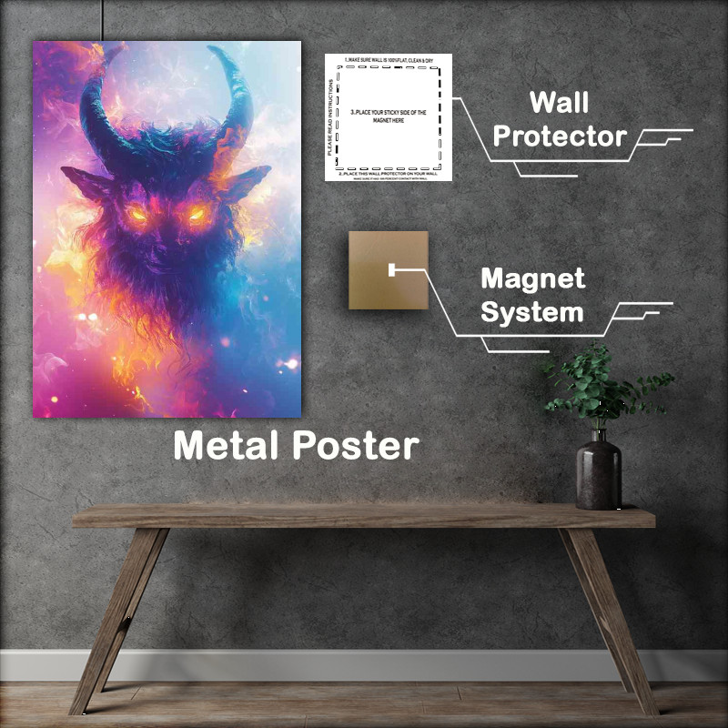 Buy : (Anthropomorphic mythical beast with horns in neon)