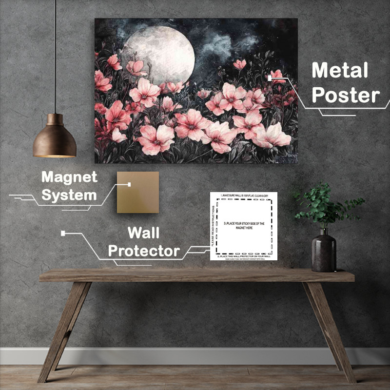 Buy : (Watercolor painting of giant flowers on the moon)
