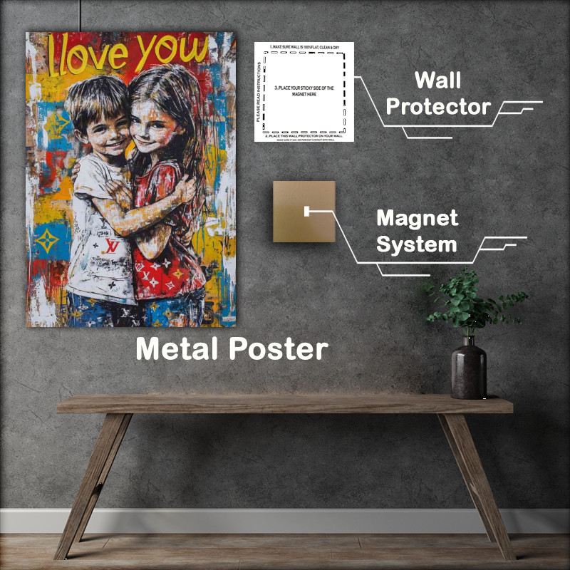 Buy : (Graffiti painting of two children hugging)