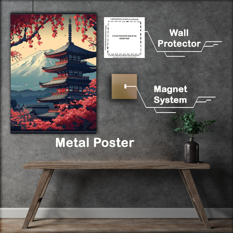 Buy : (Beautiful Japanese temple with Mount Fuji in the background)