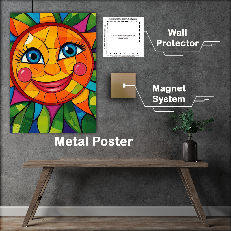 Buy : (Abstract colorful painting of a happy smiling sun with red cheeks)