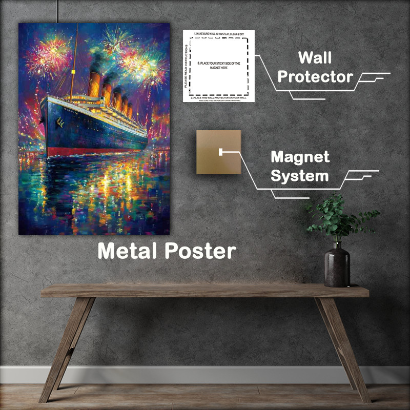 Buy : (Vibrant painting of the Titanic setting sail)
