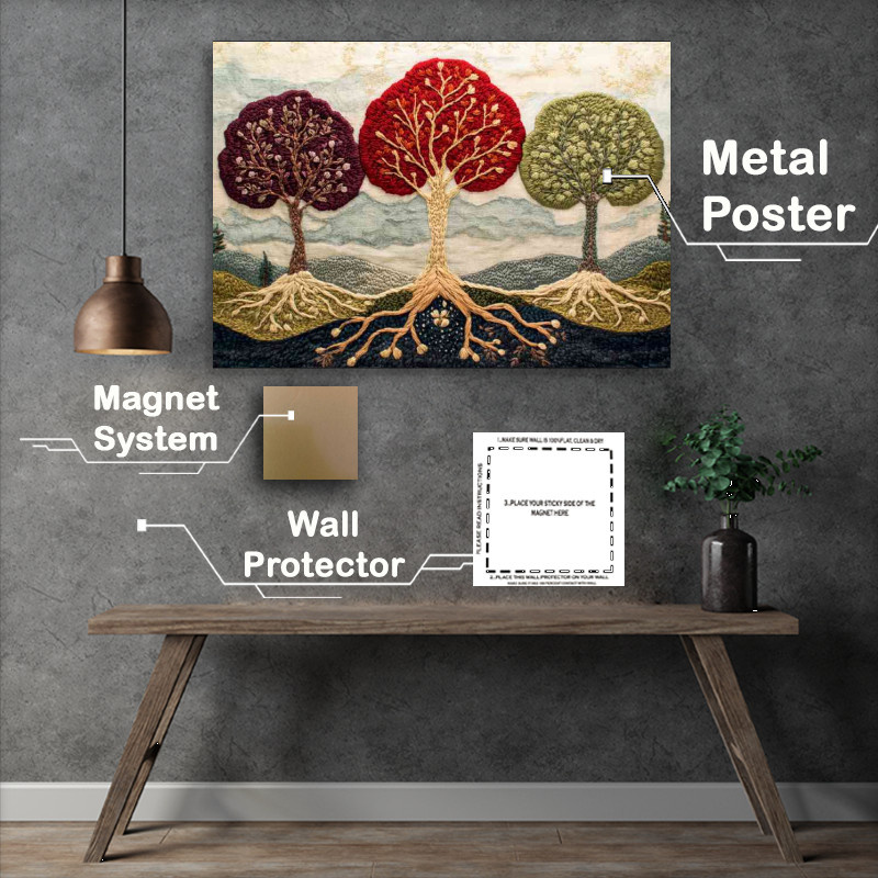 Buy : (Embroidered tapestry depicting three trees with roots)