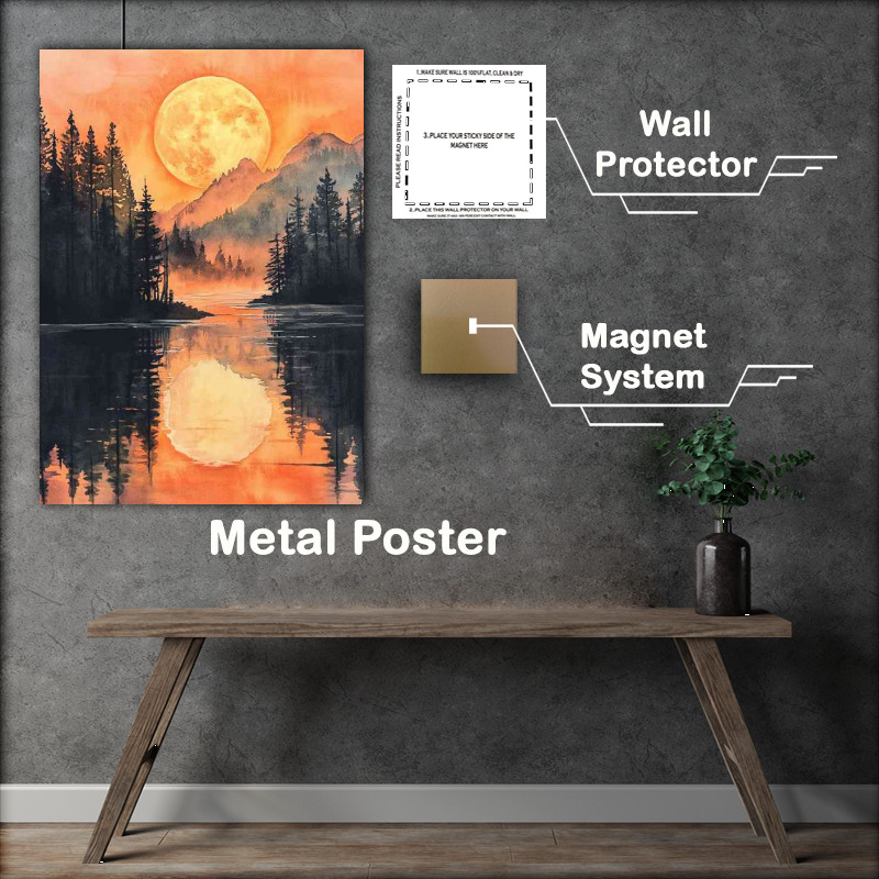 Buy : (Watercolor painting of the full moon rising)