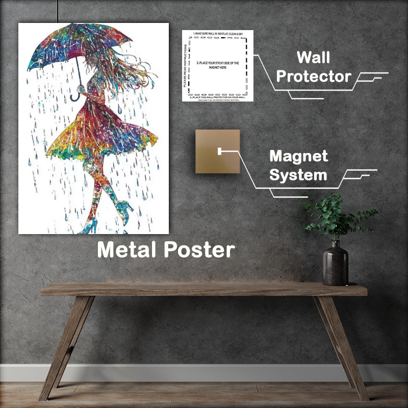Buy : (Colorful girl with an umbrella in the style of mosaic)