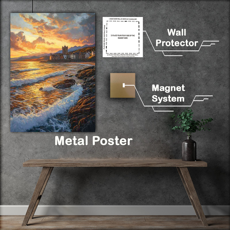 Buy : (A beautiful oil painting of the sunset over Barmouth beach)