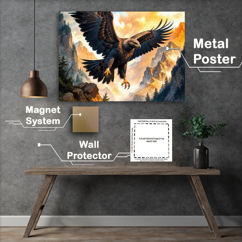 Buy : (Water coloured painted eagle flying in the mountains)