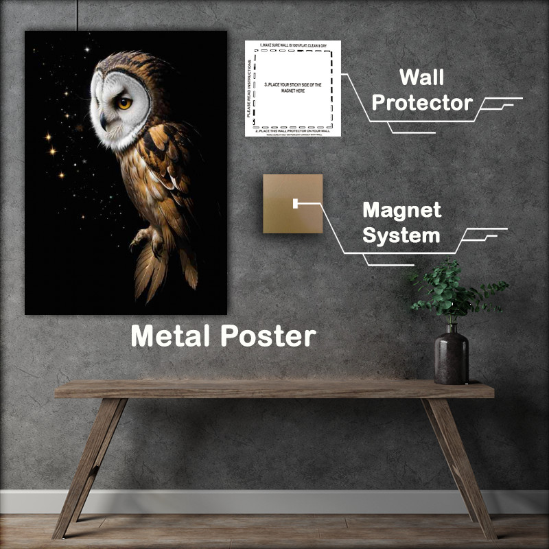 Buy : (majestic owl with striking white and golden feathers)