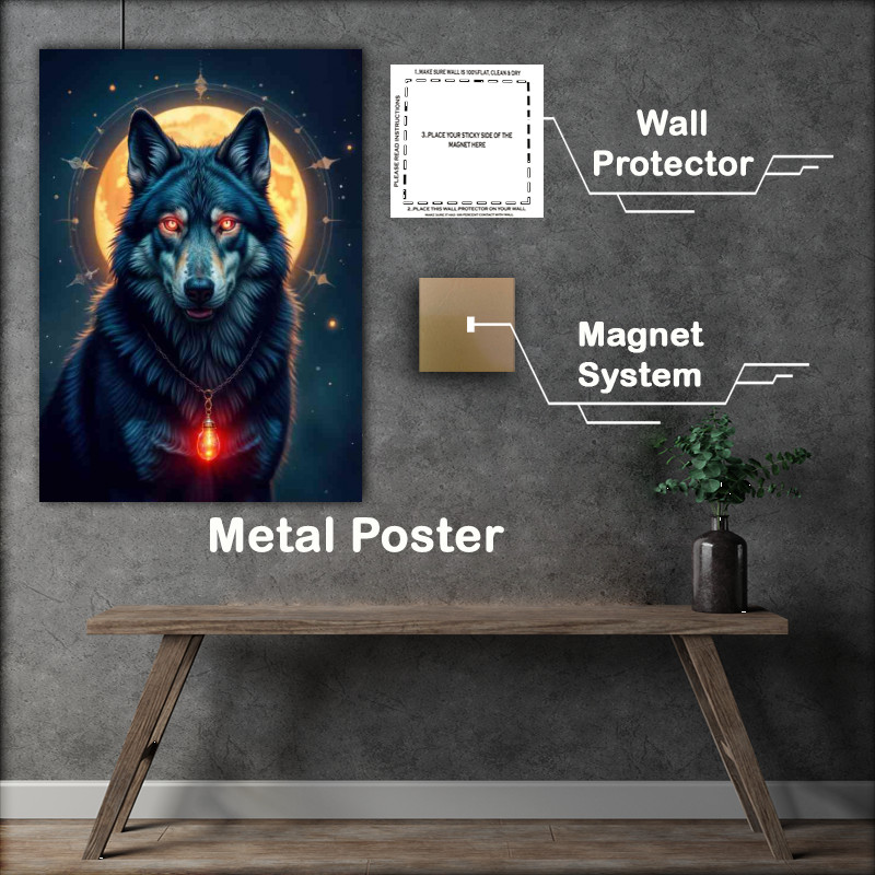 Buy : (Shimmering blue and-grey wolf with glowing red eyes)