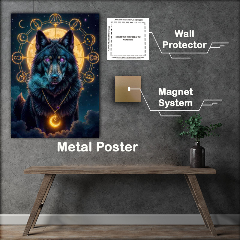 Buy : (The dark wolf with the purple eyes and magical moon)
