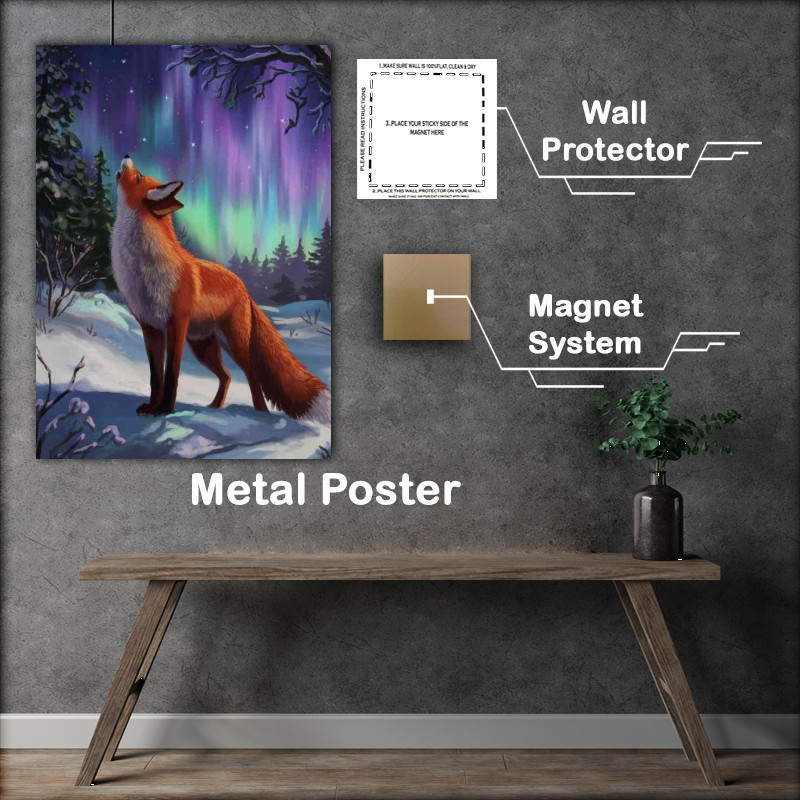 Buy : (Vibrant winter landscape with a fox standing)
