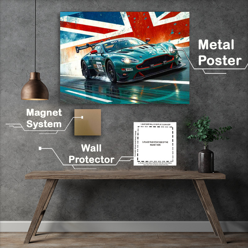 Buy : (British race green aston martin racing in the rain)