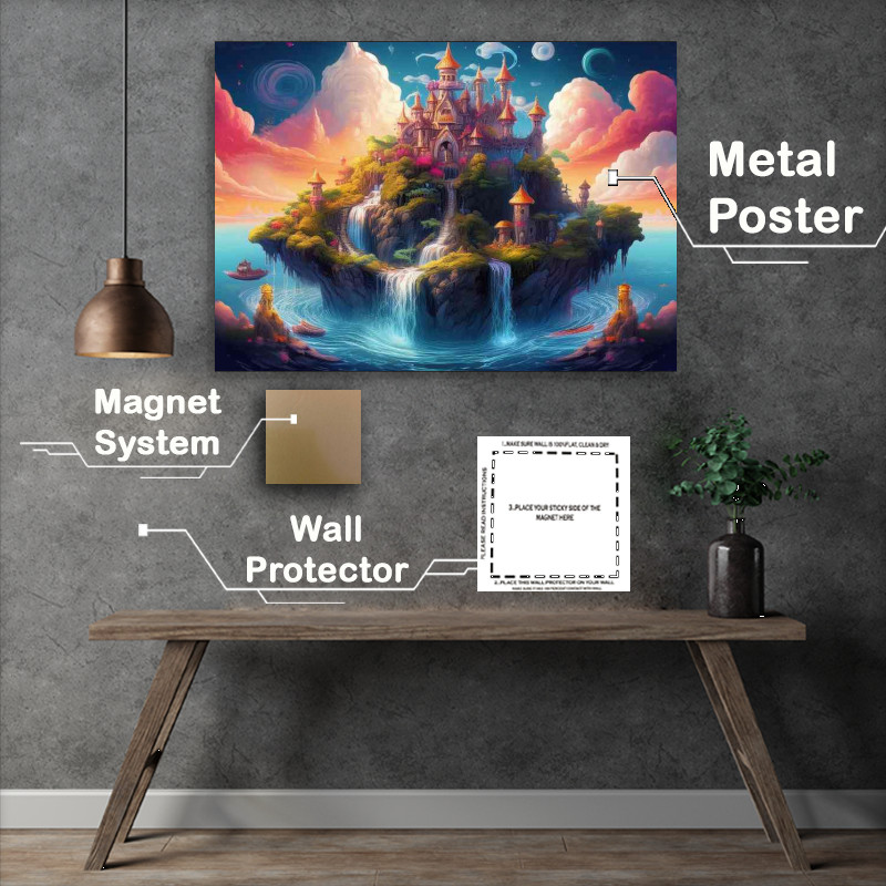 Buy : (Floating castle with cascading waterfalls)