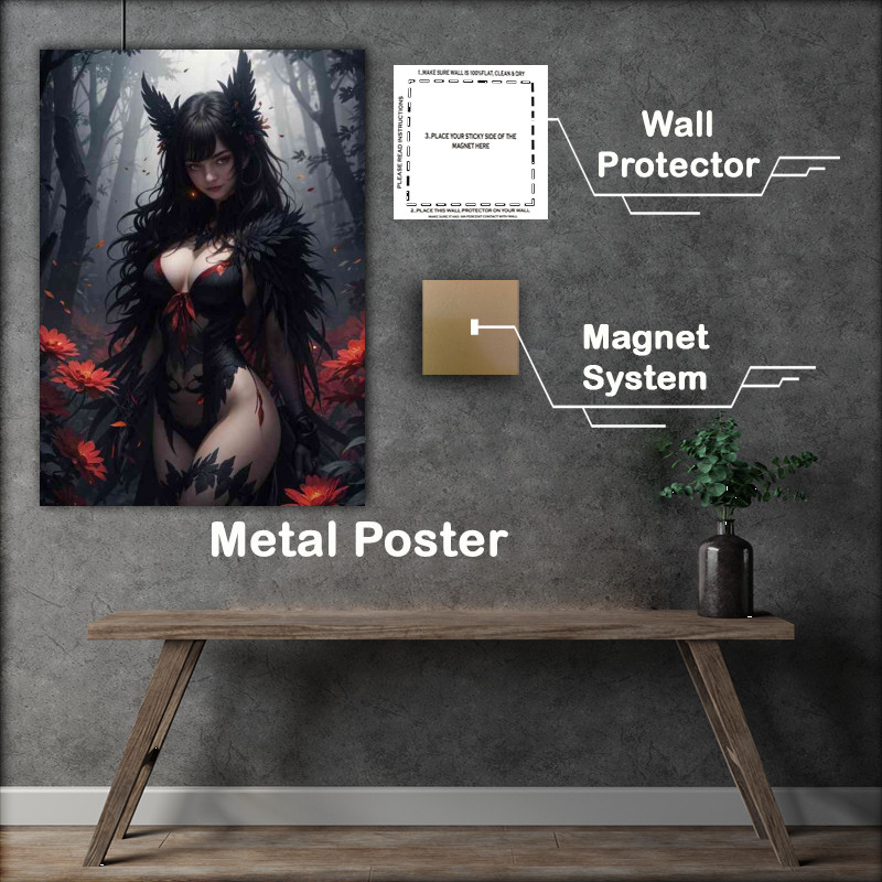Buy : (Dark, misty forest with glowing red flowers animae)