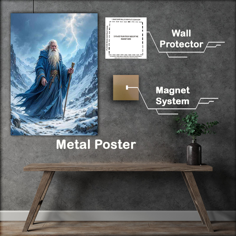 Buy : (fantasy wizard with a long beard wearing a blue robe)