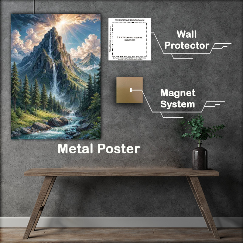 Buy : (Majestic mountain peak rising into a dramatic sky)