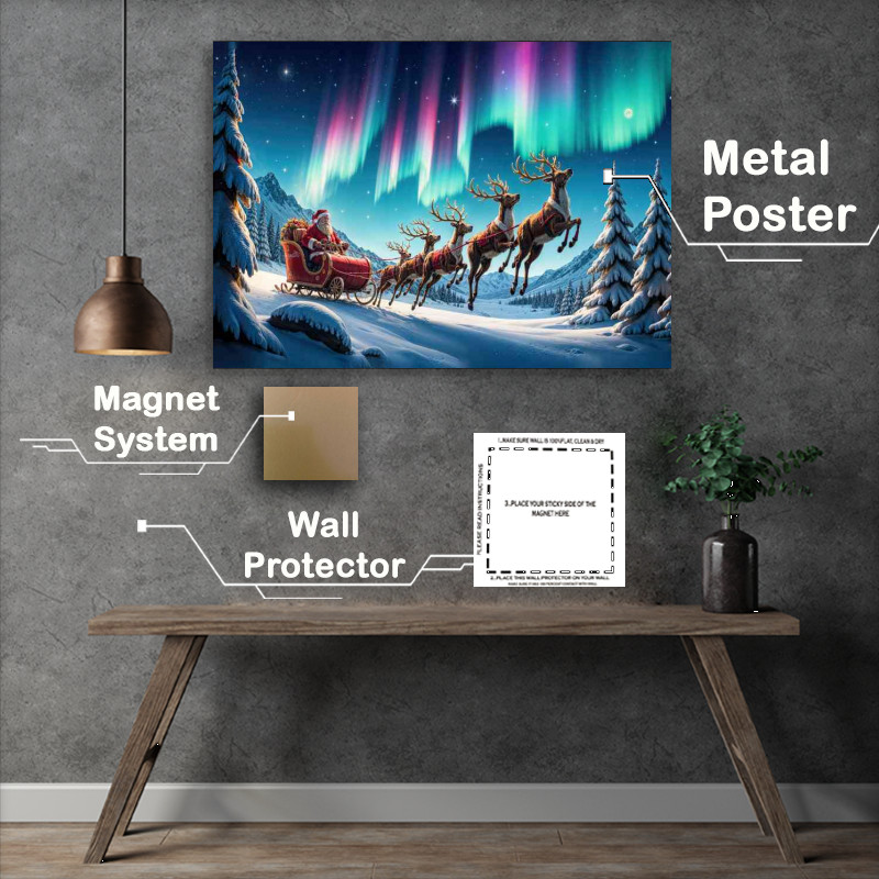 Buy : (Santa and the aura night skywith raindeers)