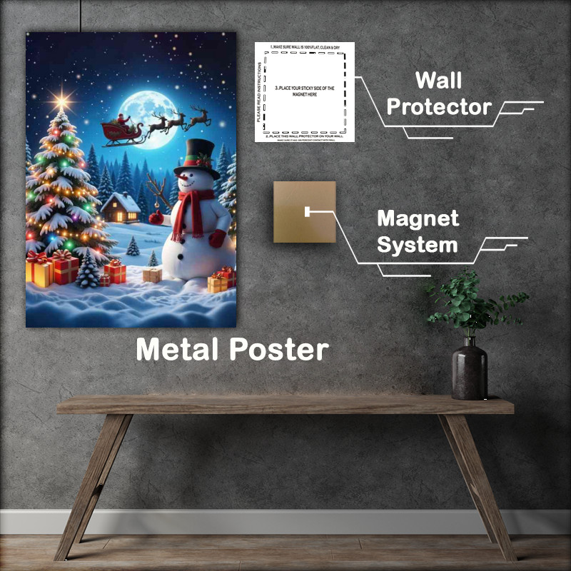 Buy : (Santas sleigh and raindeers flying in the night sky)