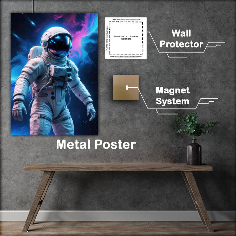 Buy : (Astronaut in a white spacesuit floating in space)