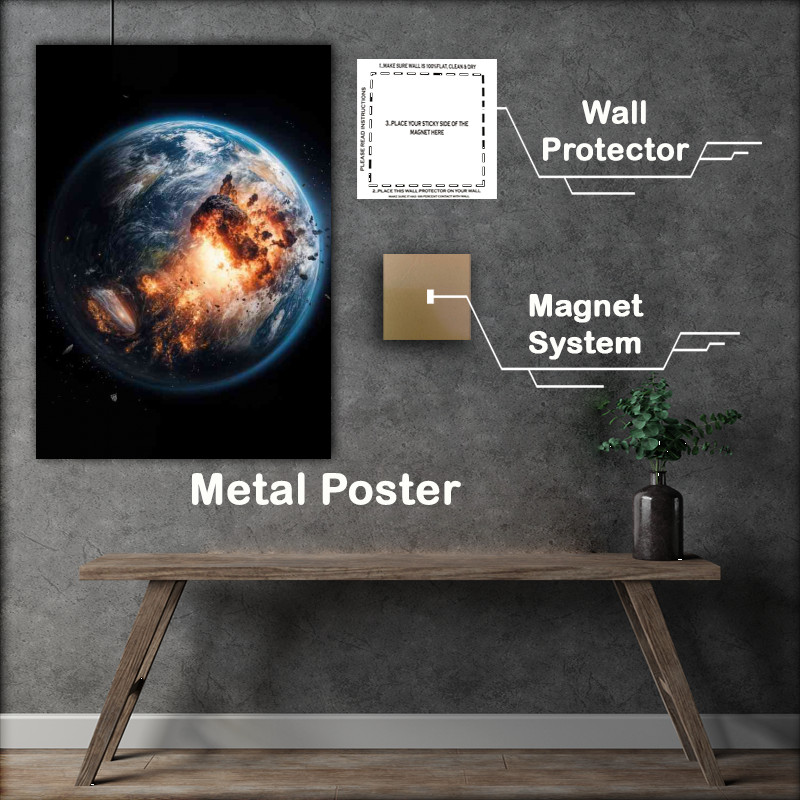 Buy : (Earth from space with a dramatic scene of a massive explosion)