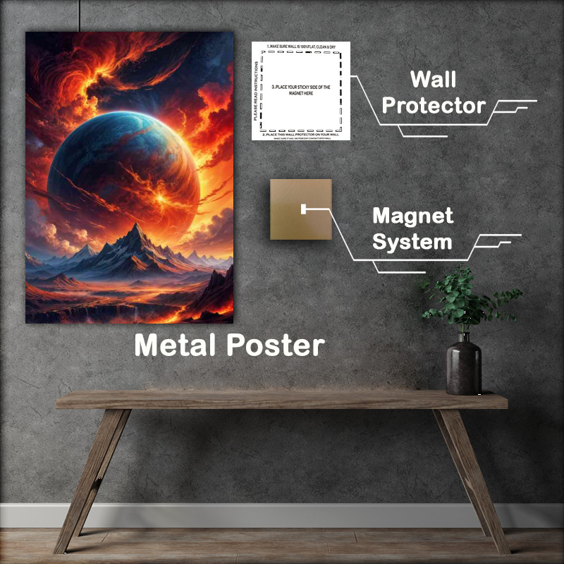 Buy : (Glowing red planet with full mountain range)