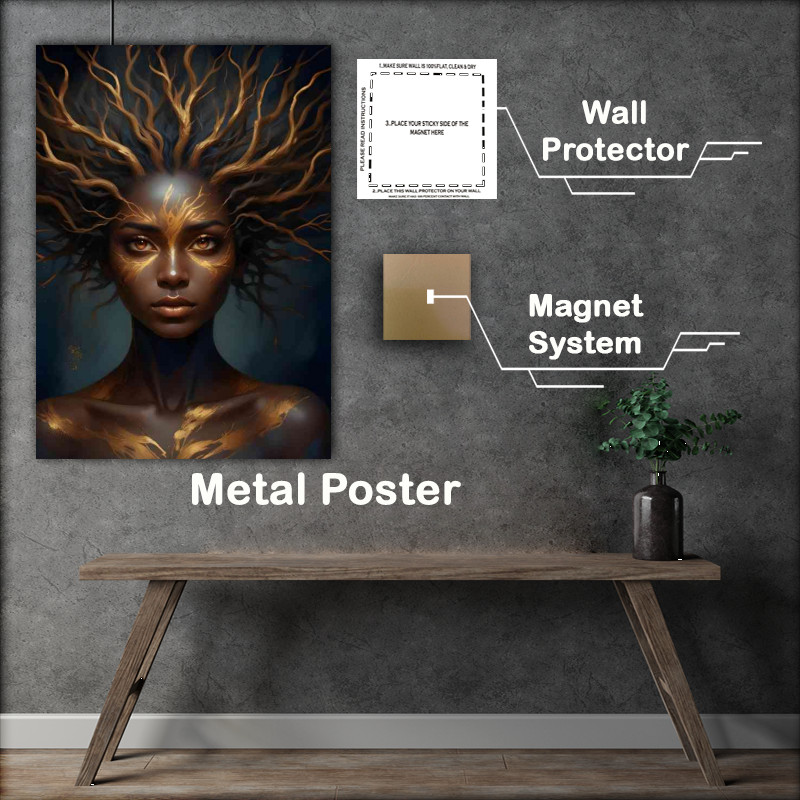 Buy : (Bright golden eyes with dark blue and golden face woman)