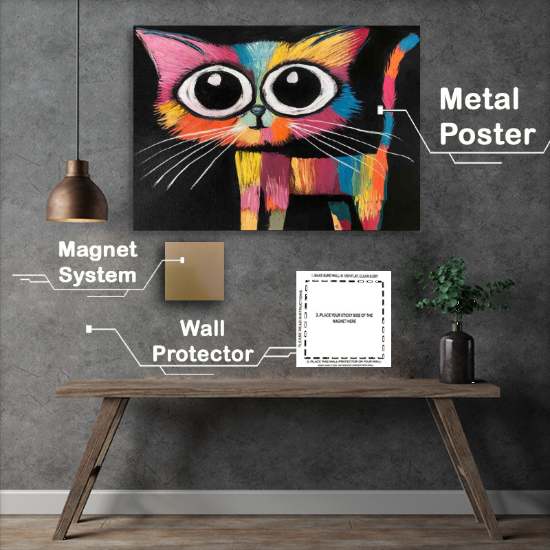 Buy : (An artistic representation of a colourful cat)
