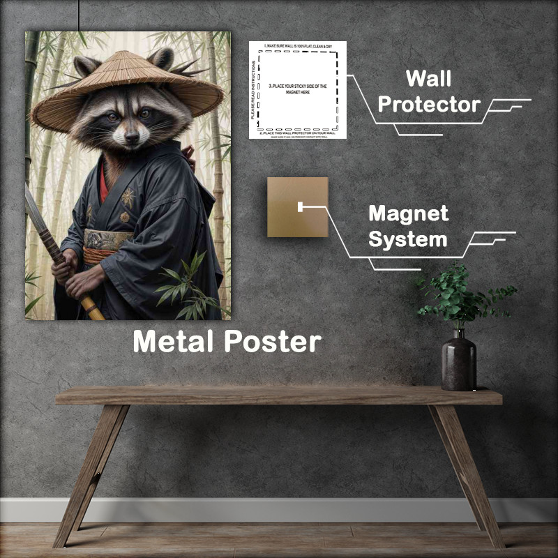 Buy : (Racoon samurai warrior in bamboo forest)